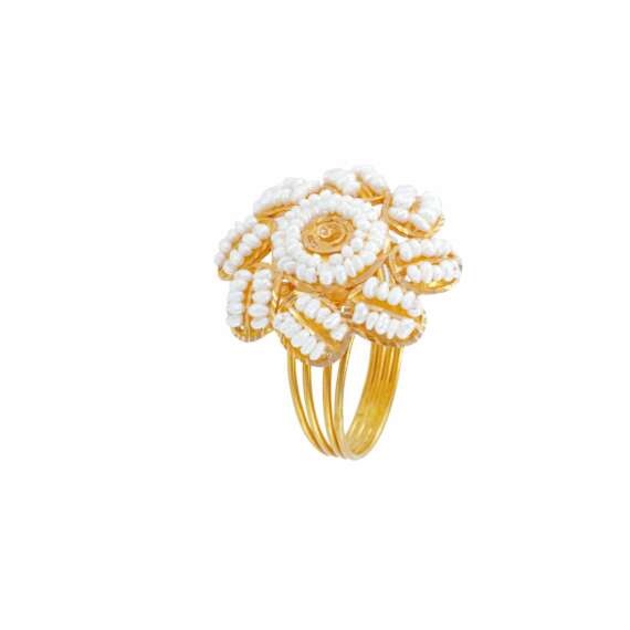 Al Sulaiman Jewellers pearl embellished 21K gold ring