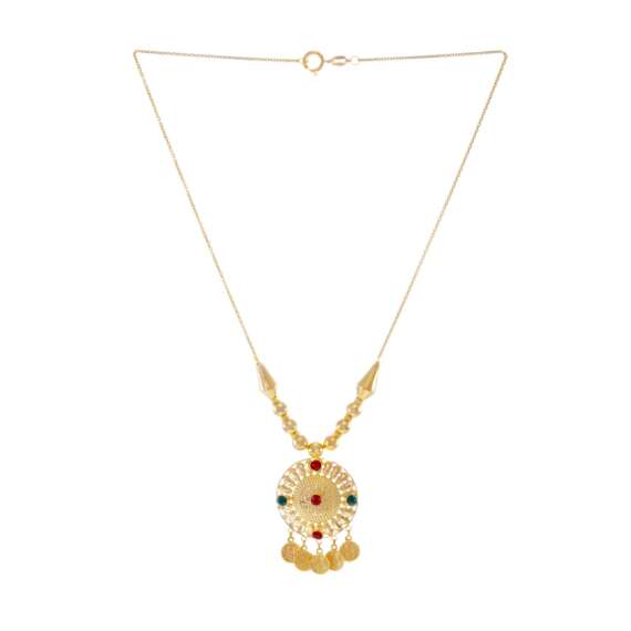Al Sulaiman Jewellers 21K Gold Necklace with Coloured Stone