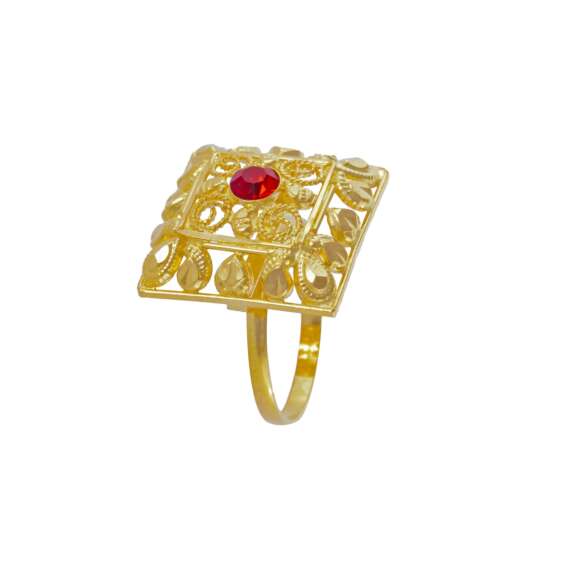 Al Sulaiman Jewellers 21K Gold Ring with Red Stone