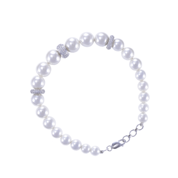 Al Sulaiman Jewellers Elegant 18K Diamond and Pearl Bracelet