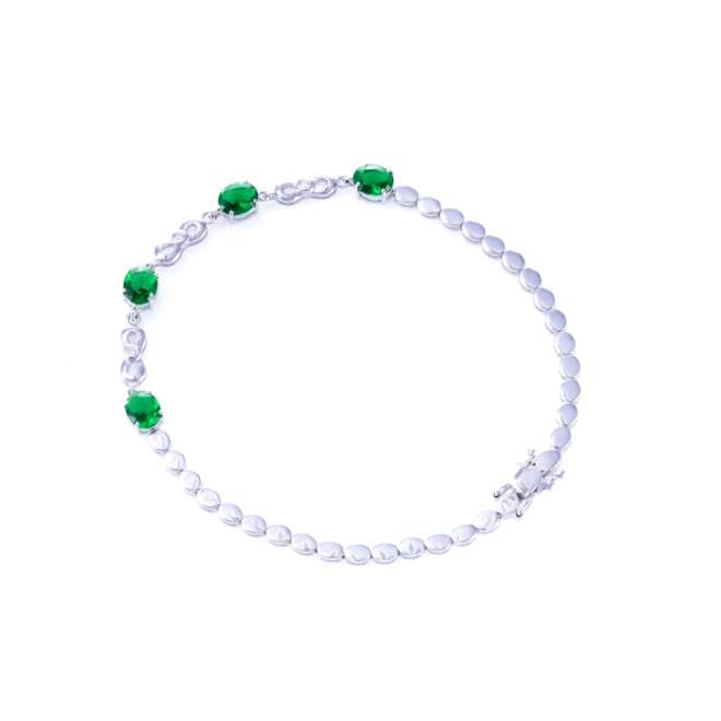 Al Sulaiman Jewellers 18k Syn Emerald Diamond Bracelet