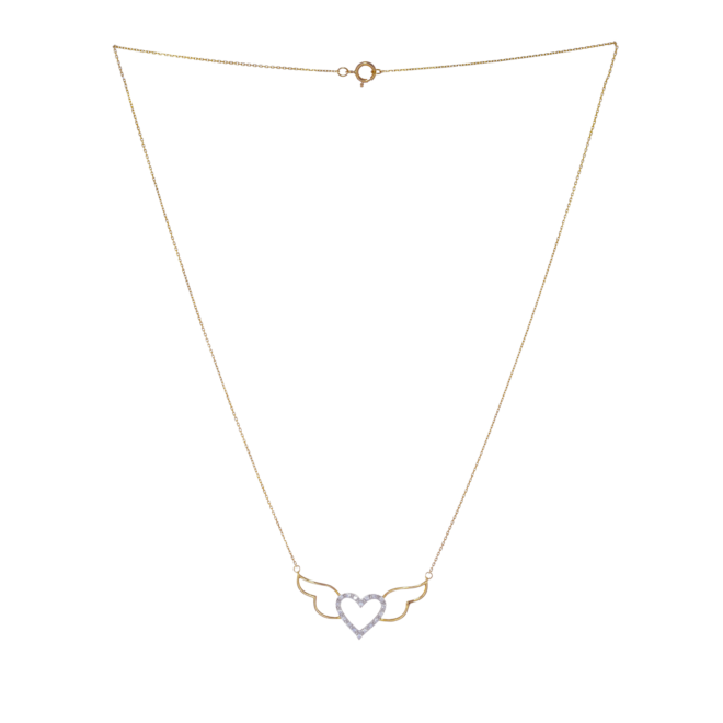Al Sulaiman Jewellers 18K Diamond Winged-Heart Pendant Necklace