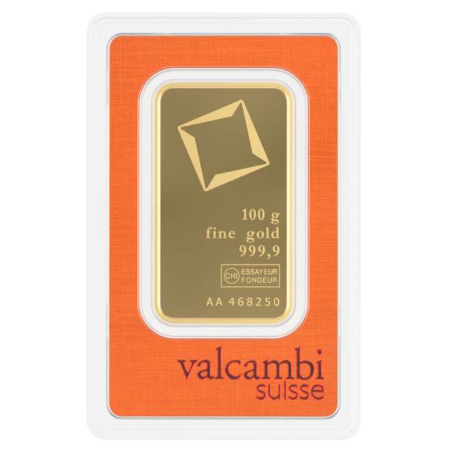 100g AU 999.9 Valcambi Suisse