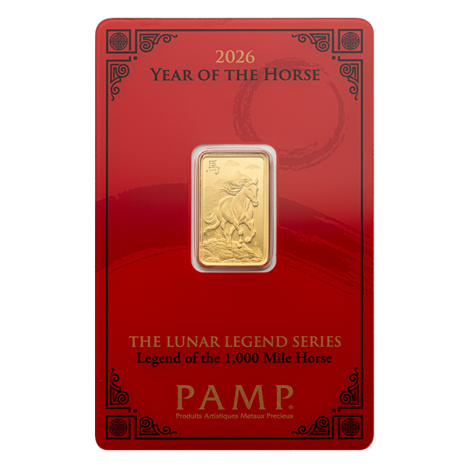 5g 999.9 Lunar Legends 2026 Year of the Horse Pamp Gold Bar